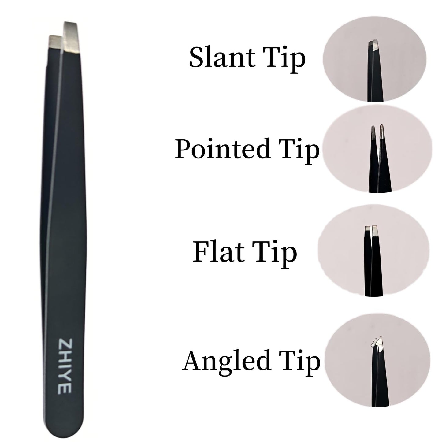 ZHIYE Professional Eyebrow Tweezers, 4 Pcs Stainless Steel Precision Tweezers Set for Ingrown Hair Removal Eyelash Extension, Eyebrows Plucking