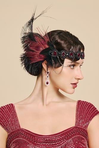 BABEYOND 1920s Flapper Feather Headband - Vintage Gatsby Hair Accessory