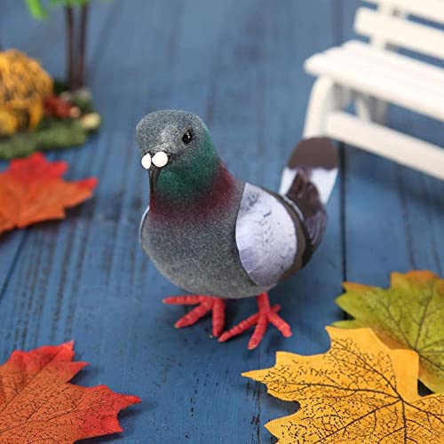 2 Pcs Artificial Grey Pigeon Decor for Home & Party