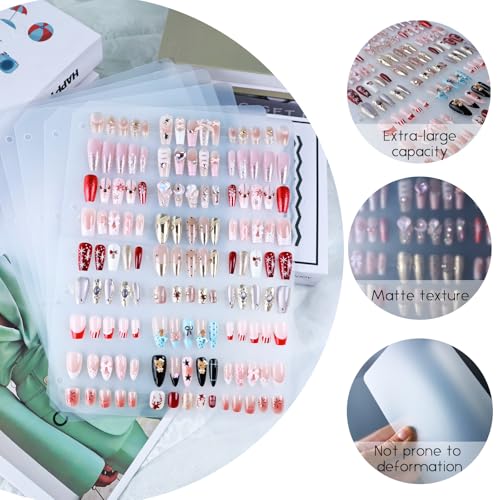 Large Press on Nail Organizer Insert Pages - 6 Sheets PVC Storage
