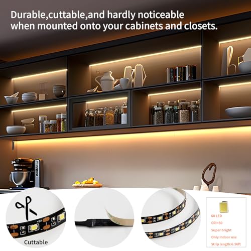 VST Motion Sensor LED Strip Light, 6.56 ft Battery Operated for Closet & Cabinet