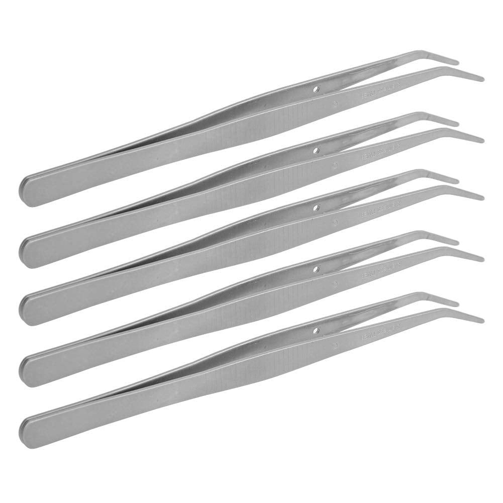 Curved Tweezers for Sewing Machine, Stainless, 6 1 Inch, 5 Pack, Tool