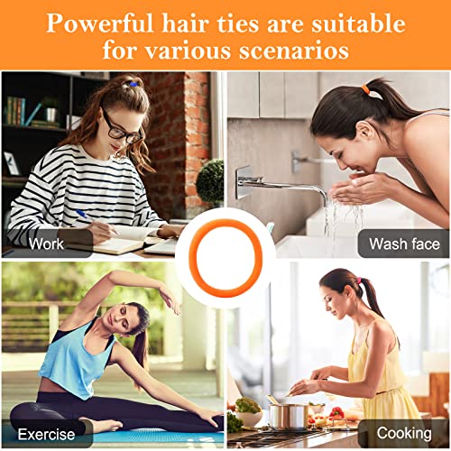 Sublaga 100PCS Fluorescent Hair Ties for Women & Girls - No Damage Elastic Ponytail Holders