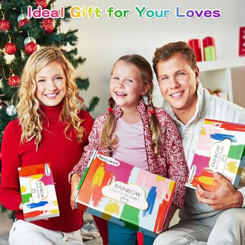 Rainbow Bath Bombs Gift Set for Kids - Handmade 4 Pack