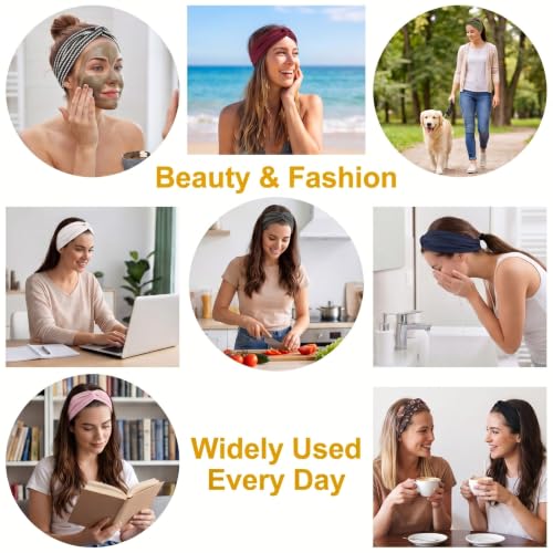 Wave Stripe Headband Set - 12 Pcs Soft Twisted Hair Bands for Women