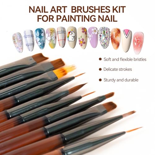 18-Piece Nail Art Brush Set for Professional Nail Design