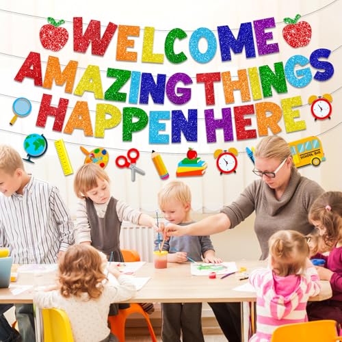 Welcome Banner for Classrooms - Amazing Things Happen Here Decor