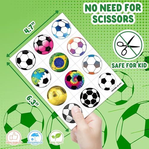 60 PCS Soccer Temporary Tattoos - Fun Party Favors for Kids