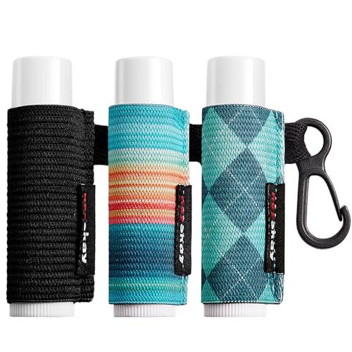 HEYSKAY Black 3PCS Lip Balm Holder Keychain for Chapstick & Lipstick