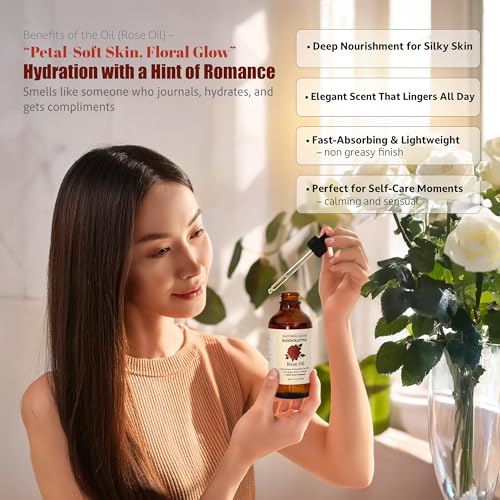 Soothing House Rose Body Oil – Hydrating Jojoba & Vitamin E Skin Oil, 4 oz