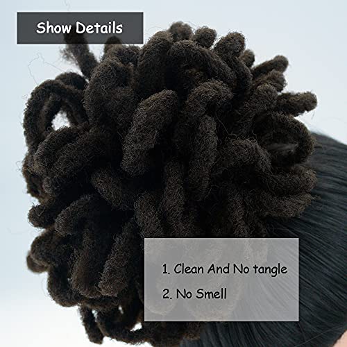 Yinmei Baibian 8 Inch Afro Puff Drawstring Ponytail - Faux Locs Bun Hair Extensions for Black Women (Color 4#)