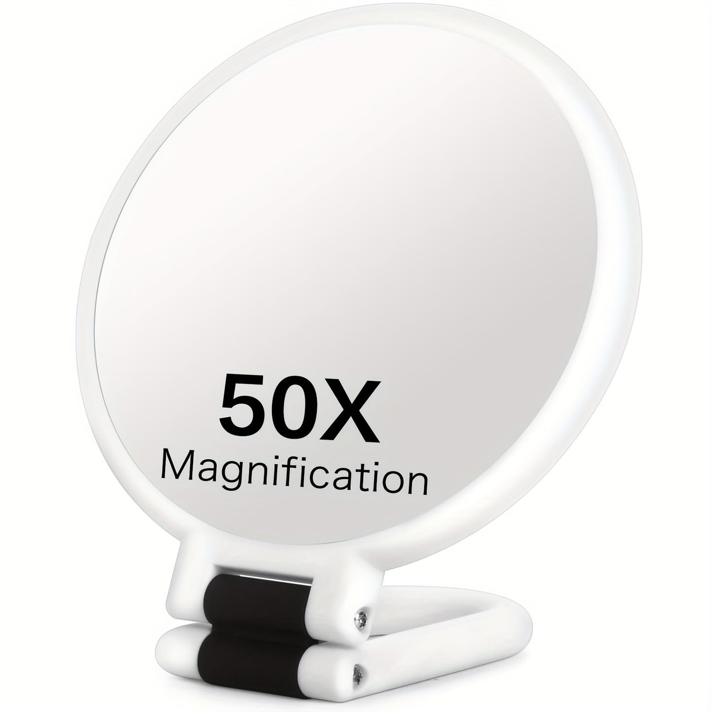 50x Magnifying Mirror with Dual-Sided 1X/50X Magnification - Portable Handheld Makeup Mirror with 360° Adjustable Handle, Foldable Travel Design, for Professional Makeup, Facial Hair, Eyebrows