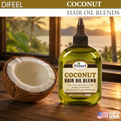 Difeel Coconut Hair Oil Blend - Travel Size Pack of 6 (2.5 oz Each)