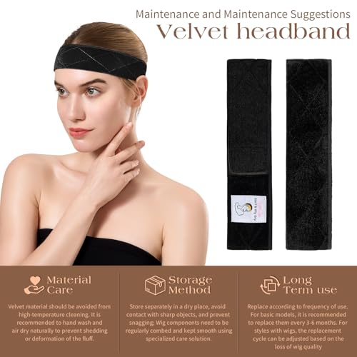 HappClan Black Velvet Wig Grip Band Non-Slip Hair Accessory for Women