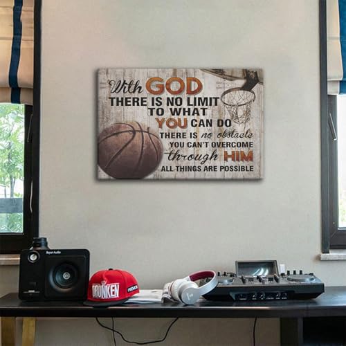 Inspirational Basketball Canvas Wall Art for Boys' Room - 12x16in