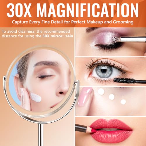 Auxmir 8" Double-Sided Makeup Mirror, 1X/30X Magnification