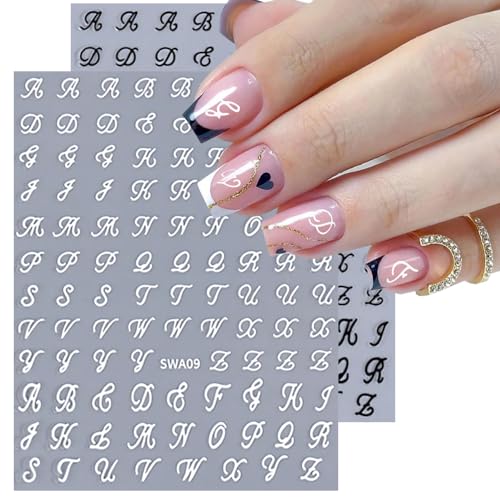 Old English Letter Nail Stickers - 8 Sheets Self-Adhesive Decals