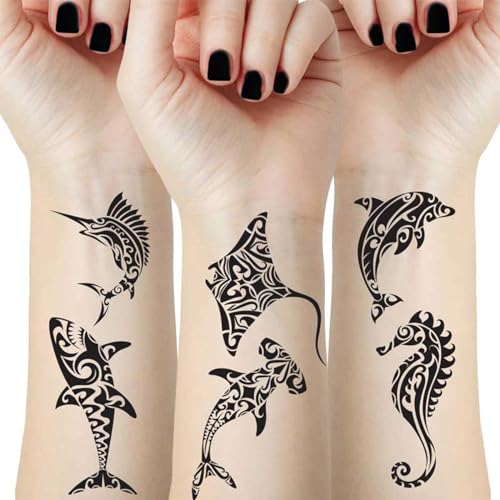 Ocean Tribal Temporary Tattoos - 12 Waterproof Sheets