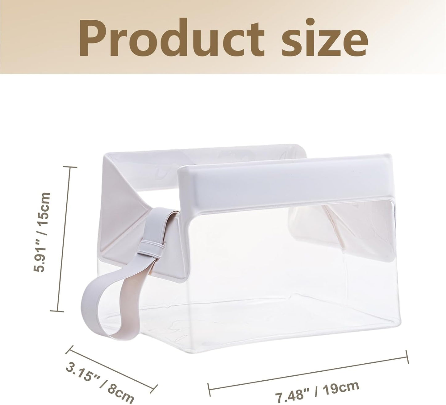 Clear TPU Toiletry Bag - TSA Approved Makeup Organizer with Magnetic Closure | Leak-Resistant Travel Pouch (Beige)