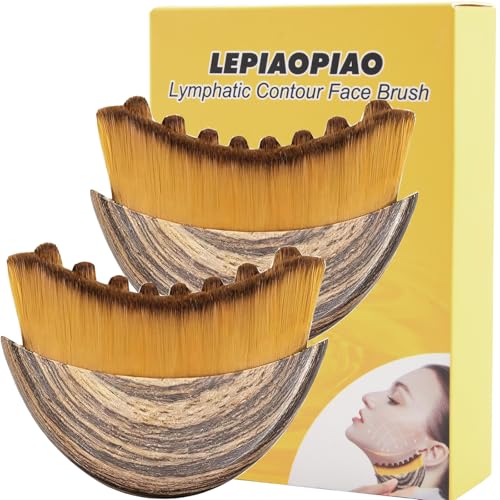 LEPIAOPIAO 2 PCS Lymphatic Contour Face Brush for Facial Massage & Depuffing