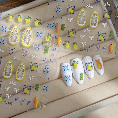 Bohemia Lemon Nail Stickers - Self-Adhesive Summer Nail Art Decals