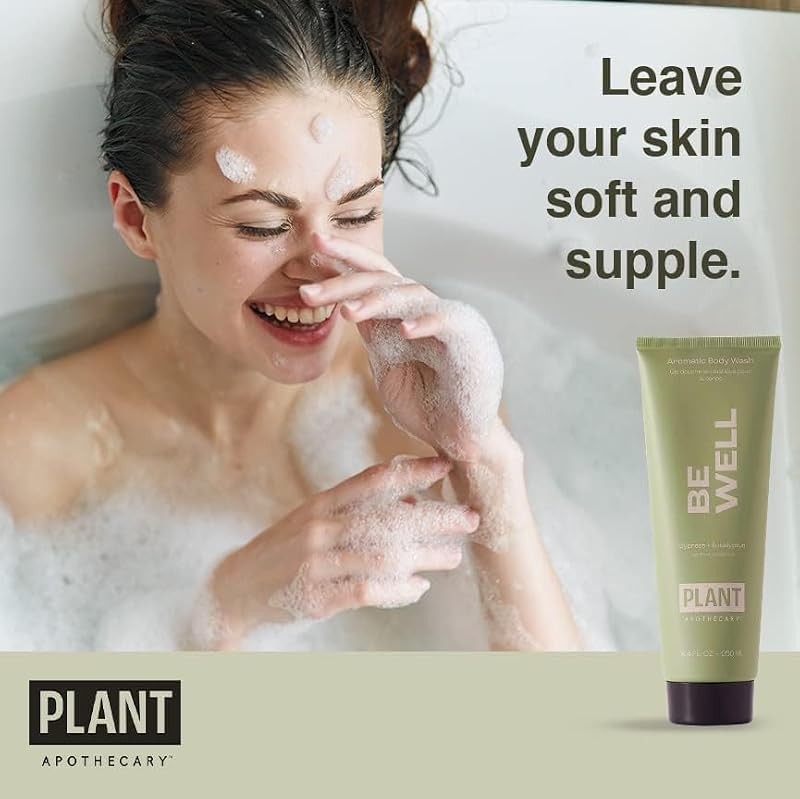 Plant Apothecary Be Well Sulfate-Free Body Wash - Moisturizing Shower Gel with Essential Oils & Vitamin E, B5 - 8.4 fl oz