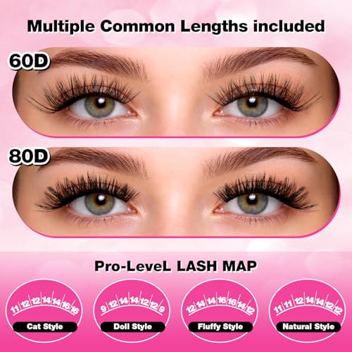 Path to Love 560pcs Lash Clusters Kit - DIY Eyelash Extensions with Bond, Seal & Tweezers for Natural & Glam Looks
