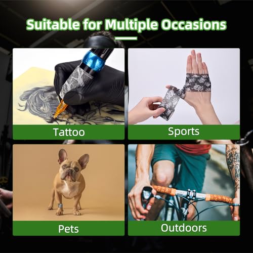 JimKing Self-Adhesive Tattoo Grip Cover - Elastic Bandage Wrap (4pcs)
