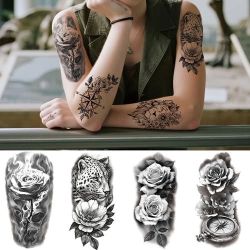 Flower Temporary Tattoos Set - 92 Designs for Adults & Kids