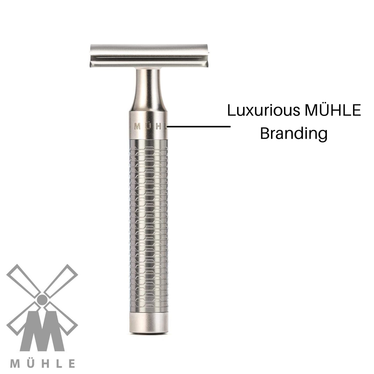 MÜHLE ROCCA R94 Double Edge Safety Razor (Closed Comb) | Pure Matt Stainless Steel |Perfect for Everyday Use | Barbershop Quality Close Smooth Shave | Luxury Razor for Men