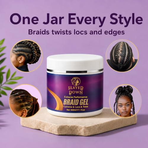 SLAYED DOWN Braid Gel Extreme Hold for Braiding, Locs & Cornrows, 17.1 oz