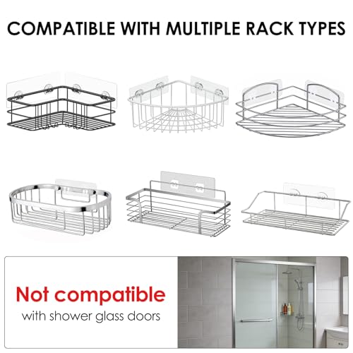Stainless Steel Shower Caddy Hooks - Wall Mounted Organizer, 4 Pack