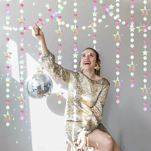 Iridescent Star Garland - 52ft Holographic Party Decorations
