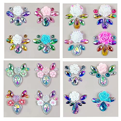 RUSTAMM Rainbow Rhinestone Tattoo Stickers for Face & Body