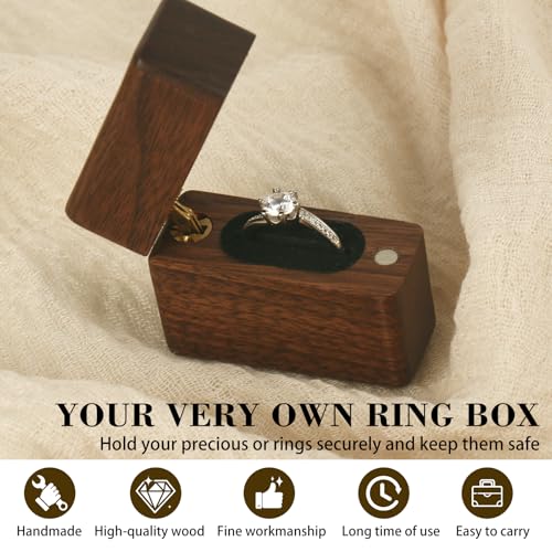 Wooden Ring Box for Engagement and Wedding Ring Storage