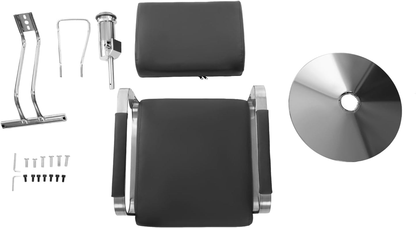 Salon Barber Chair - Hydraulic Pump & 360° Swivel | Adjustable Height Styling Chair for Barbershop & Home (Black/Silver)