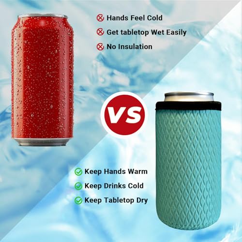Klyrith 6 Pack Insulated Can Cooler Sleeves for 16 oz Drinks