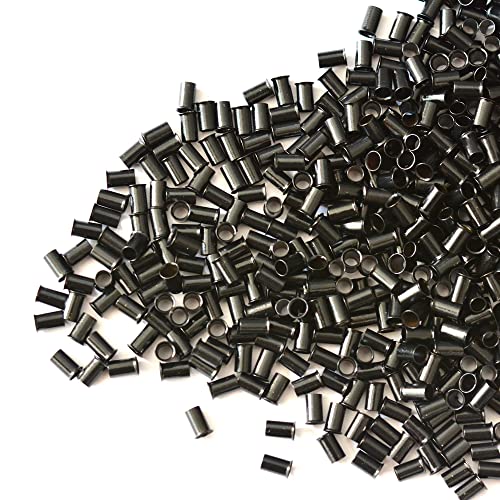 YANTAISIYU 1000 pcs Micro Copper Lock Tubes for Hair Extensions 3.4x3.0x6.0mm Black