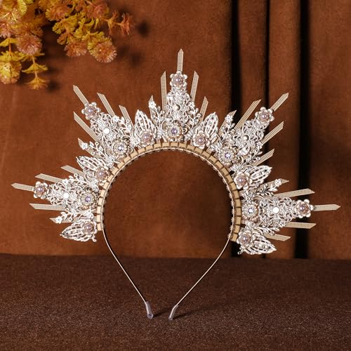 Gold & Purple Sun Halo Crown Headband for Festivals & Cosplay