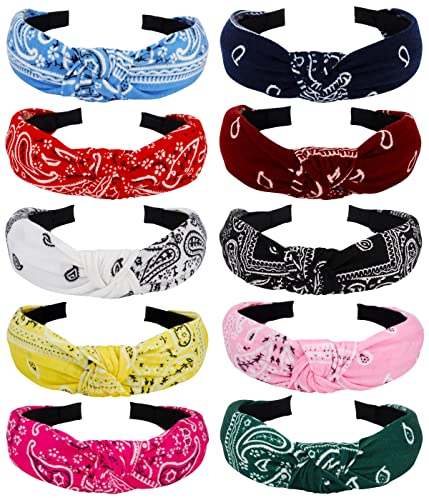 TOBATOBA Knotted Paisley Headbands - 10Pcs Color 3 Hair Bands
