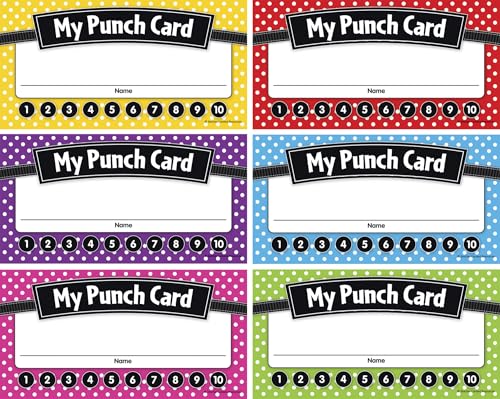 Polka Dot Punch Cards for Classroom Motivation - 60 Pack
