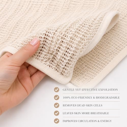 Natural Sisal Washcloth Set - 3 Pack Eco-Friendly Exfoliating Scrubber