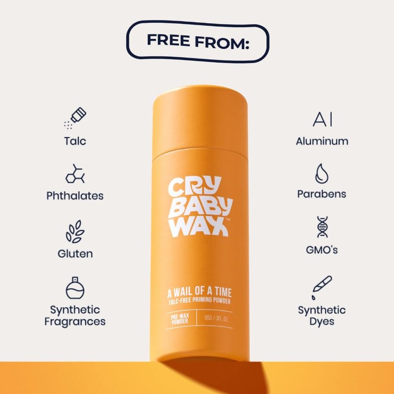 Crybaby Wax A Wail of a Time Talc-Free Priming Powder, Aluminum-Free Pre-Wax Body & Face Powder, Oil & Moisture Absorbing, Dry Shampoo Alternative, 3 Oz