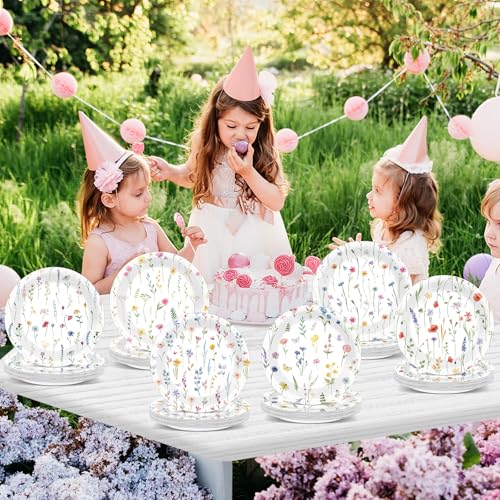 60-Pack Wildflower Paper Plates - 7-Inch Floral Dessert Plates for Parties