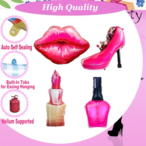 8-Piece Hot Pink Balloon Kit for Bachelorette and Makeup Parties