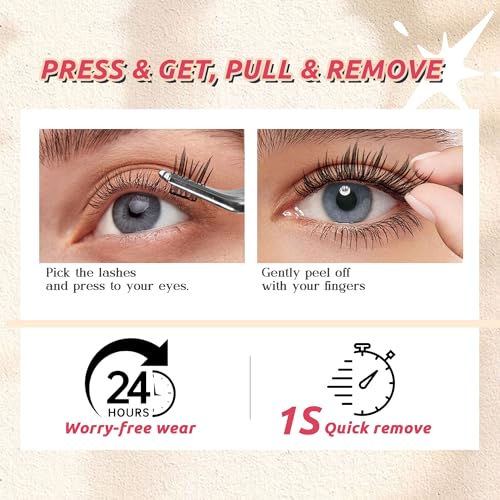 GAQQI Self-Adhesive Eyelash Clusters PG4 Wispy 10-13mm, Pre-Glued Lashes