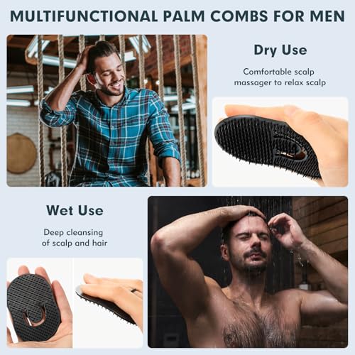 6-Pack Pocket Combs for Men - Ergonomic Scalp Massager & Beard Tool