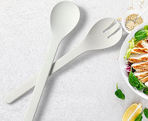 Lekoch Plant-Based Salad Serving Set - Reusable Fork & Spoon, Microwave & Dishwasher Safe