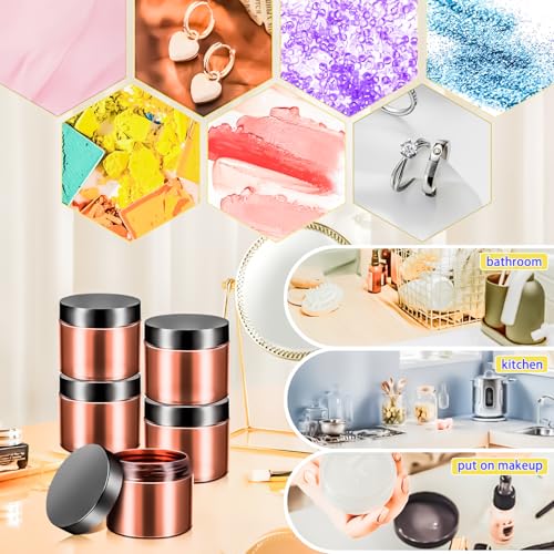 MotBach 6oz Amber Plastic Cosmetic Jars 10 Pack with Lids - Travel Size Containers for Lotion, Cream, Makeup, Samples, Slime, Ointment, Balm
