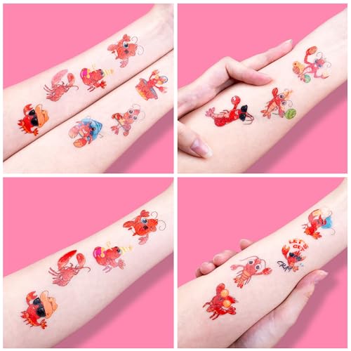 120 PCS Crawfish Boil Temporary Tattoos Kids & Adults - F. Multiple Sheets